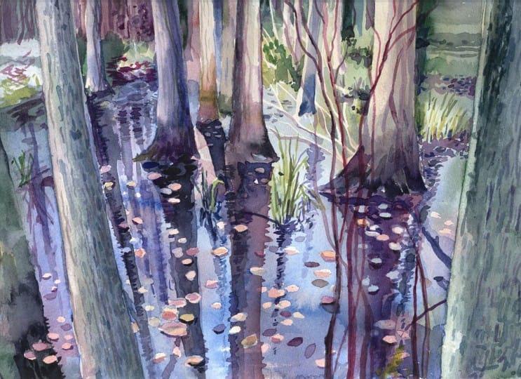 Garden Whispers - Botanical watercolor with folk art influences