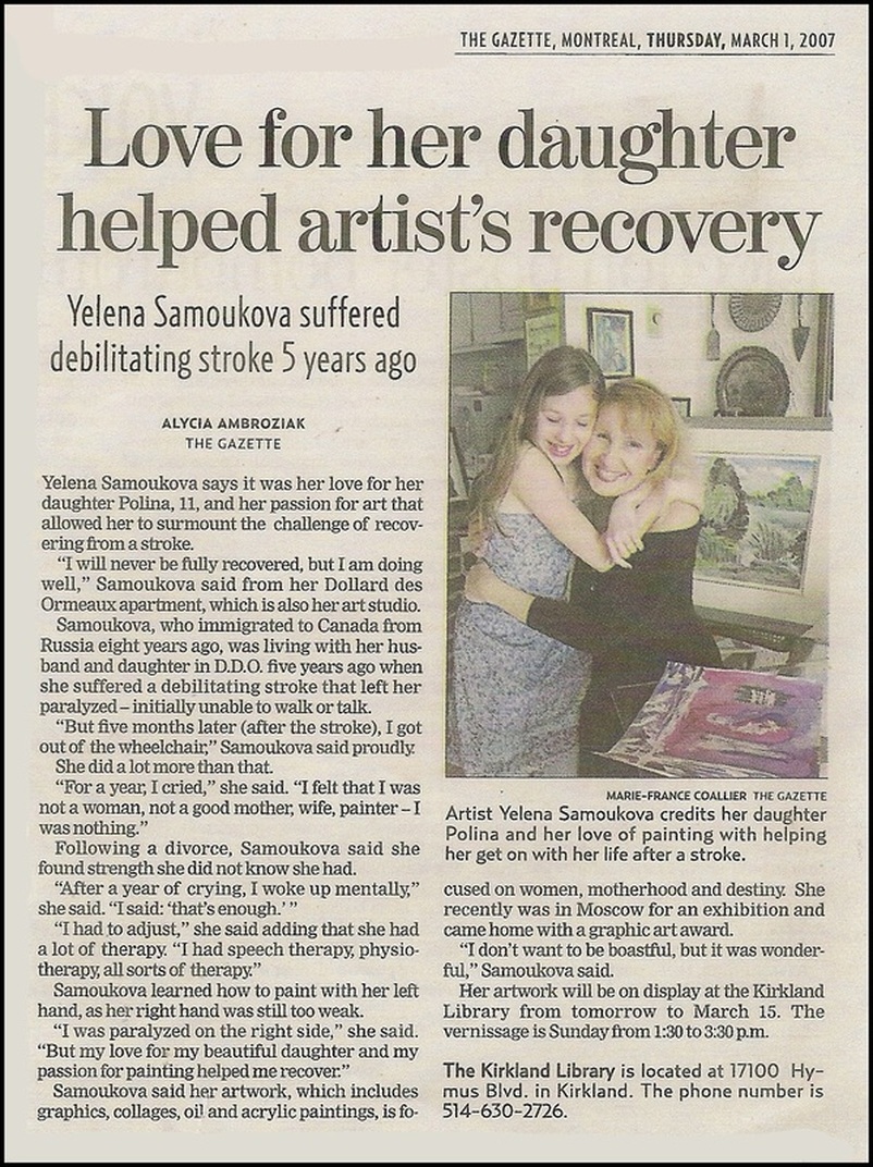 Press clipping: Love for Her Daughter Helped Artist's Recovery